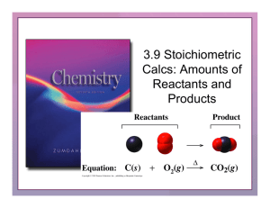 3.9 Stoichiometric Calcs: Amounts of Reactants and Products