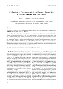 Evaluation of Physicochemical and Sensory Properties of Ethanol