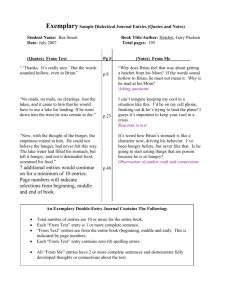 Sample Dialectical Journal Entries