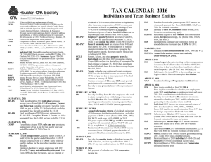 Tax Filing Calendar - Houston CPA Society