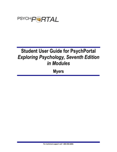 Student User Guide for PsychPortal Exploring Psychology, Seventh