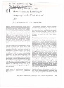 61 Maturation and Learning of Language in the First Year of Life