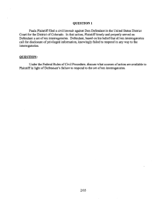 QUESTION 1 Paula Plaintiff filed a civil lawsuit against Don