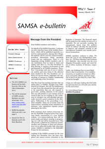 SAMSA Newsletter Vol. 1 Issue 1 Jan – Mar 2013