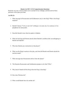 Hamlet Act III-V (3-5) Comprehension Questions Read the very easy