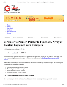 C Pointer to Pointer, Pointer to Functions, Array of Pointers