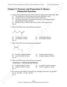 Chapter 5: Structure and Preparation of Alkenes