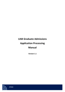 UAB Graduate Admissions Application Processing Manual