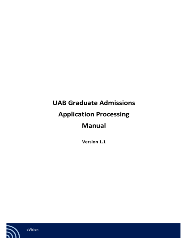 Uab Graduate Admissions Application Processing Manual 