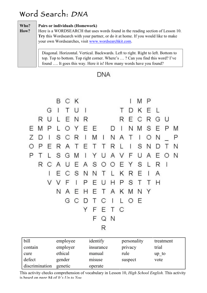 Word Search DNA