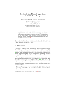 Stochastic Local Search Algorithms for DNA Word Design