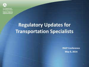 Regulatory Updates for Transportation Specialists