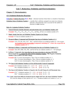 Unit 7: Reduction, Oxidation and Electrochemistry Notes (answers)
