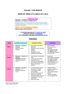 Italian 1 for Medics Week by Week