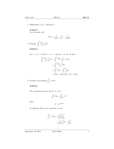 Math 1132 HW 6.7 Fall 12 1. Differentiate f(x) = ln(ln(4x)) Solution