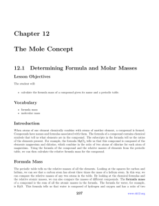 The Mole Concept: Formula Mass & Molar Mass