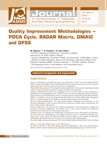 Quality Improvement Methodologies – PDCA Cycle, RADAR Matrix