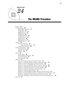 The MEANS Procedure