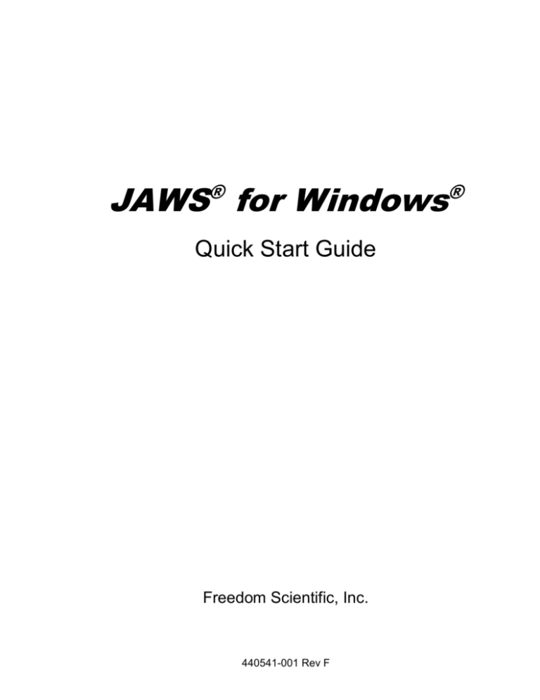 JAWS® for Windows Freedom Scientific