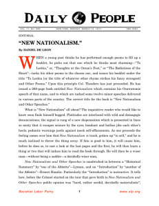 new nationalism. - Socialist Labor Party