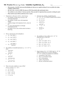 MC Practice F.2 (Ch 17 pgs 778-683) Solubility