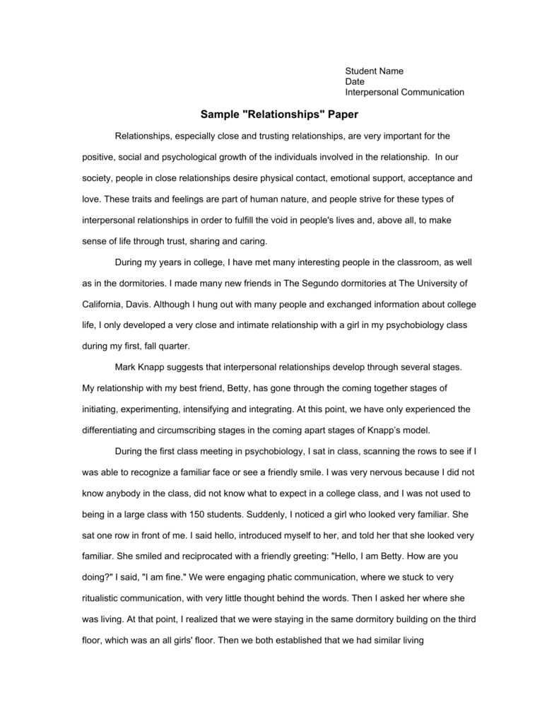 social relationship research paper