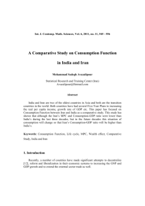 A Comparative Study on Consumption Function in India and