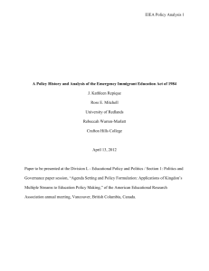 A policy history and analysis of the Emergency Immigrant Education