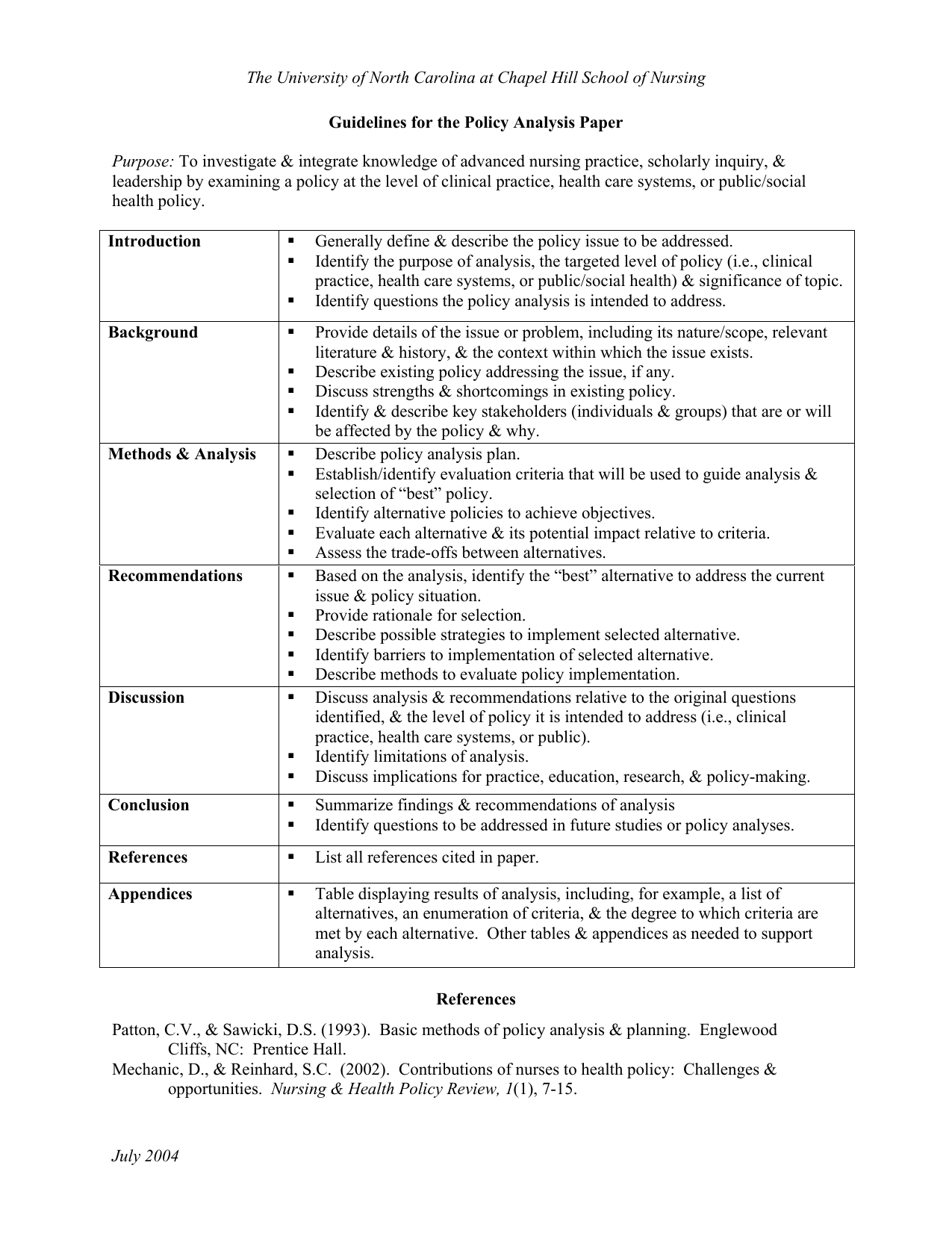 health policy analysis paper sample