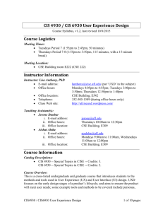 CIS 4930 / CIS 6930 User Experience Design Course Logistics