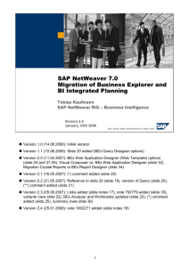 SAP NetWeaver 7.0 Migration of Business Explorer and BI