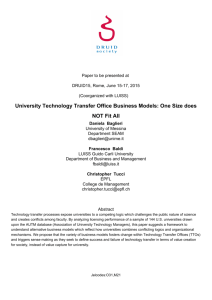 University Technology Transfer Office Business Models: One Size