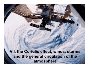VII. the Coriolis effect, winds, storms and the general circulation of