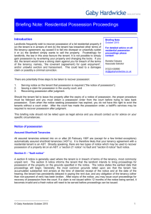 Briefing Note: Residential Possession Proceedings