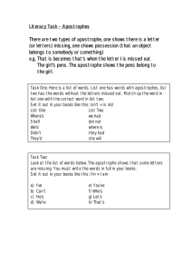 Literacy Task – Apostrophes There are two types