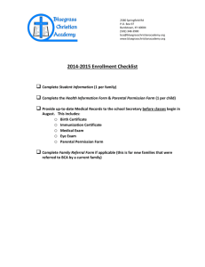 2014-2015 Enrollment Checklist