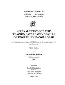 an evaluation of the teaching of reading skills