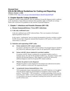 ICD-9-CM Official Guidelines for Coding and Reporting: HIV