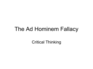 The Ad Hominem Fallacy