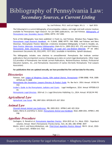 Bibliography of Pennsylvania Law - Duquesne University School of