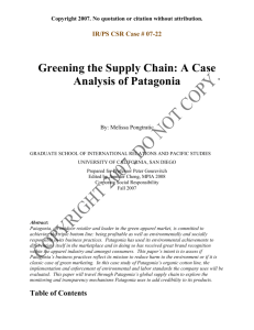 Greening the Supply Chain: A Case Analysis of Patagonia