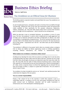 tax as an ethical issue - Business Ethics Briefing