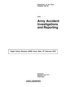 Army Accident Investigations and Reporting