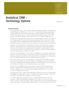 Analytical CRM – Technology Options