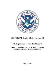 Universal Task List - NCR Homeland Security Program