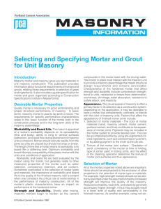 Selecting & Specifying Mortar & Grout For Unit Masonry