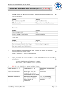 Chapter 13: Worksheet mark scheme (10 marks, HL 10 + 34)