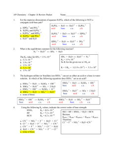 AP Chemistry – Chapter 14 Review Packet