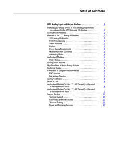 1771-2.183, 1771 Analog Input and Output Modules Product Data