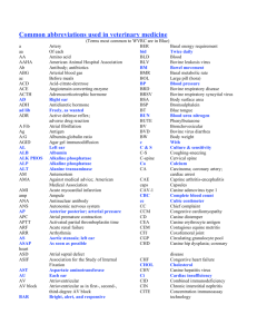 Common abbreviations used in veterinary medicine